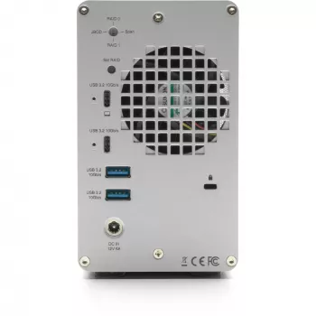 OWC Mercury Elite Pro Dual 2 lizdų RAID korpusas su 3 prievadų USB šakotuvu, USB 3.2 Gen 2 Type-C (sidabrinis)
