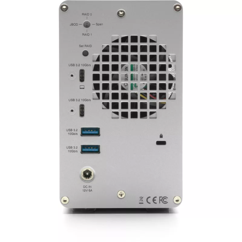 OWC Mercury Elite Pro Dual 2 lizdų RAID korpusas su 3 prievadų USB šakotuvu, USB 3.2 Gen 2 Type-C (sidabrinis)