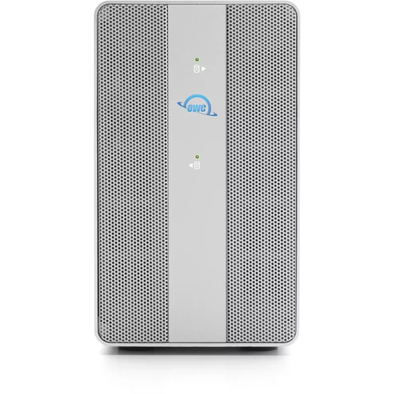 OWC Mercury Elite Pro Dual 2 lizdų RAID korpusas su 3 prievadų USB šakotuvu, USB 3.2 Gen 2 Type-C (sidabrinis)