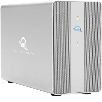 OWC Mercury Elite Pro Dual 2 lizdų RAID korpusas su 3 prievadų USB šakotuvu, USB 3.2 Gen 2 Type-C (sidabrinis)