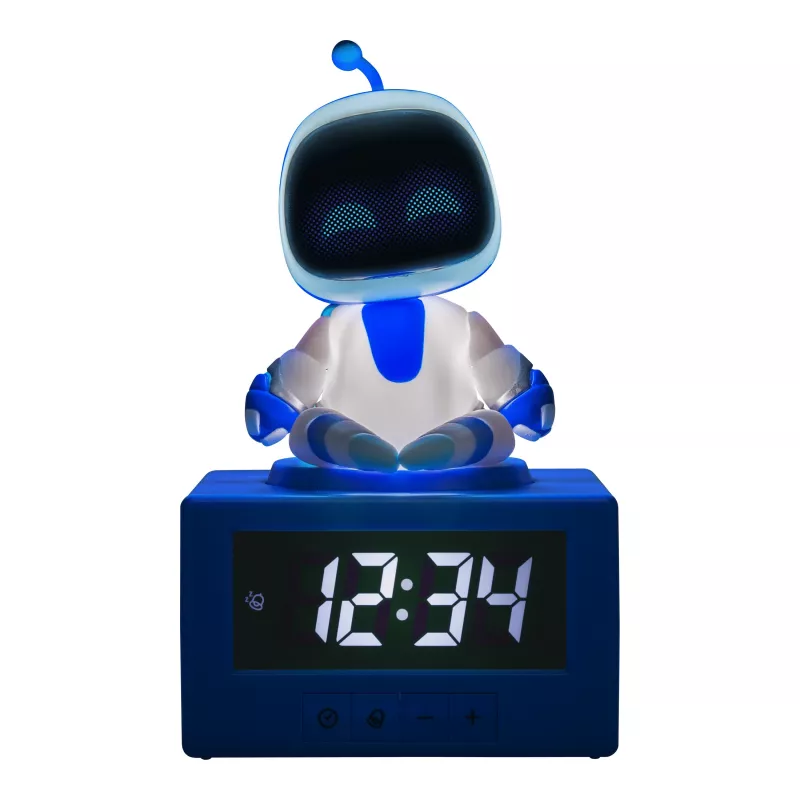 Paladone AstroBot Icon žadintuvas - pilka/balta skaitmeninis LCD robotas su snaudimo funkcija