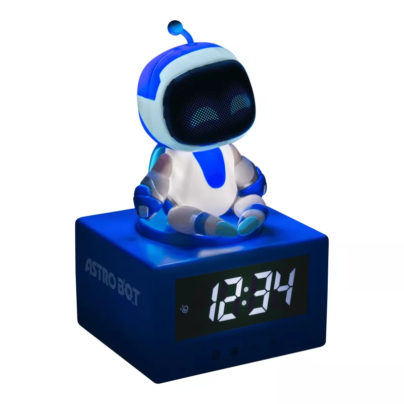 Paladone AstroBot Icon žadintuvas - pilka/balta skaitmeninis LCD robotas su snaudimo funkcija