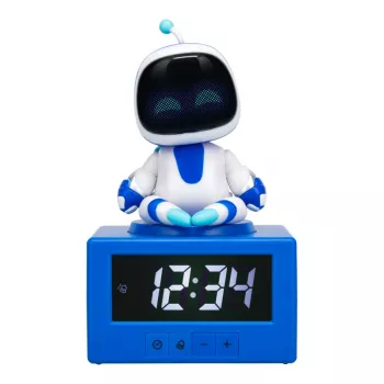 Paladone AstroBot Icon žadintuvas - pilka/balta skaitmeninis LCD robotas su snaudimo funkcija