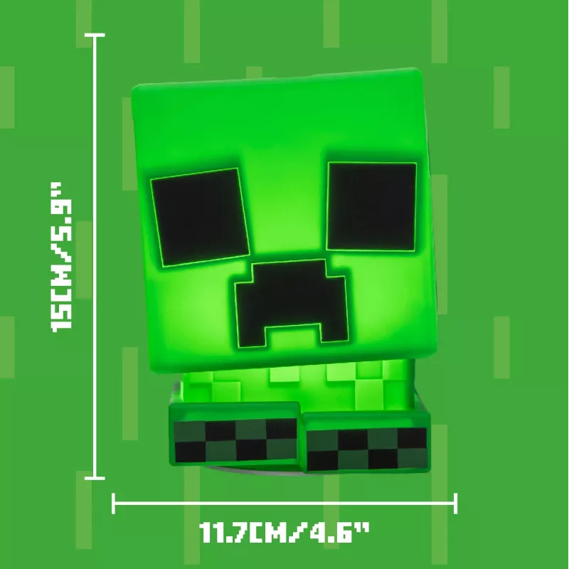 Paladone Minecraft Creeper SquishyGlo Silikoninis Šviestuvas Įkraunamas – Pripgęstantis Žalias LED Naktinis Šviestuvas su 3 Ryškumo Lygiais ir Micro USB Įkrovimu