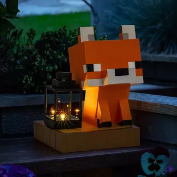 Paladone Minecraft Fox Solar Light - LED lauko dekoratyvinė figūrėlė su prieblandos jutikliu, šiltai balta šviesa, atspari purslams