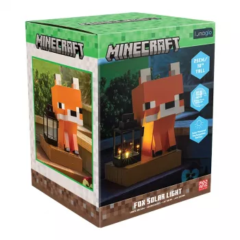 Paladone Minecraft Fox Solar Light - LED lauko dekoratyvinė figūrėlė su prieblandos jutikliu, šiltai balta šviesa, atspari purslams