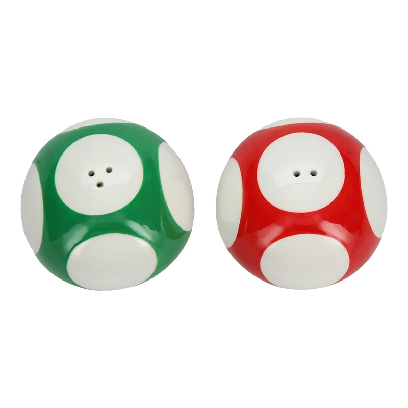 Paladone Super Mario Mushroom druskos ir pipirų indelis (raudonas Super Mushroom ir žalias 1-Up Mushroom)