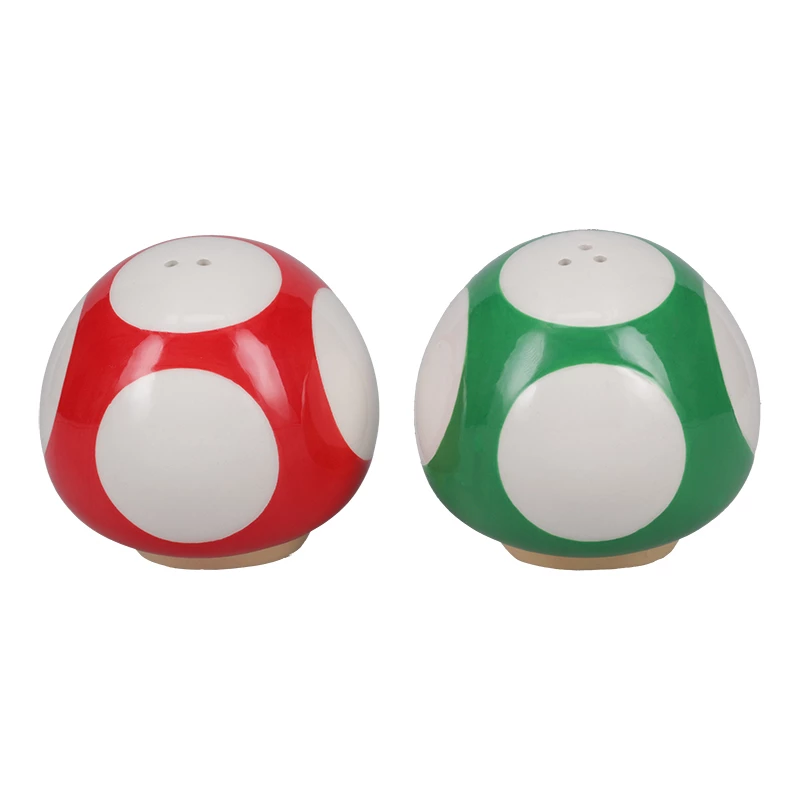 Paladone Super Mario Mushroom druskos ir pipirų indelis (raudonas Super Mushroom ir žalias 1-Up Mushroom)