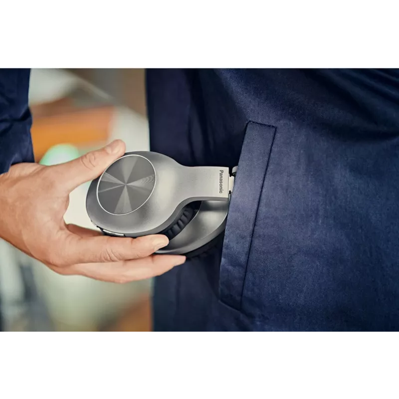 Panasonic RB-HX220BDES belaidės ausinės ant ausų su 23 valandų baterija, Bluetooth 5.0, įmontuotu mikrofonu, sulankstomu dizainu - juodos