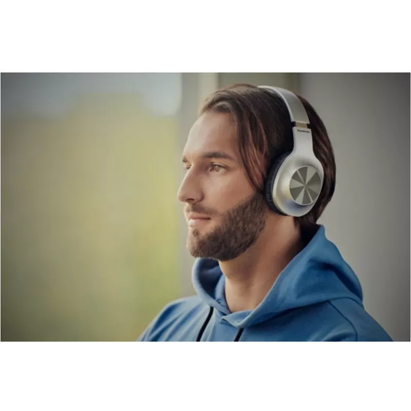 Panasonic RB-HX220BDES belaidės ausinės ant ausų su 23 valandų baterija, Bluetooth 5.0, įmontuotu mikrofonu, sulankstomu dizainu - juodos