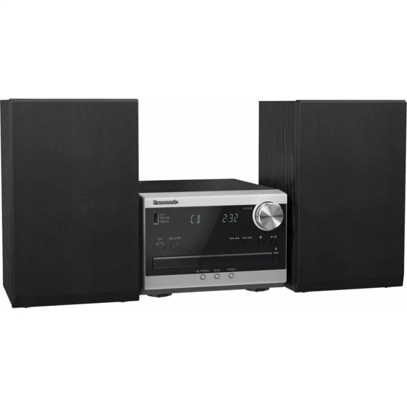 Panasonic SC-PM272EG-S Micro Hi-Fi sistema su CD, Bluetooth, DAB/DAB+ radiju, USB ir AUX - sidabrinė (20W RMS)
