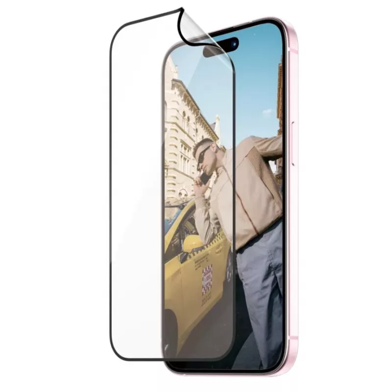 PanzerGlass MATRIX ekrano apsauga su D3O, skirta iPhone 15 | Ultra-Wide Fit su AlignerKit