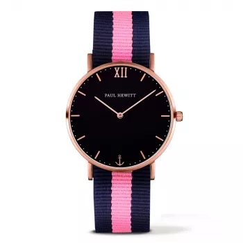 PAUL HEWITT Sailor Line Unisex Quartz Watch 39mm Stainless Steel Black Perlon Strap PHSARSTBNLP20