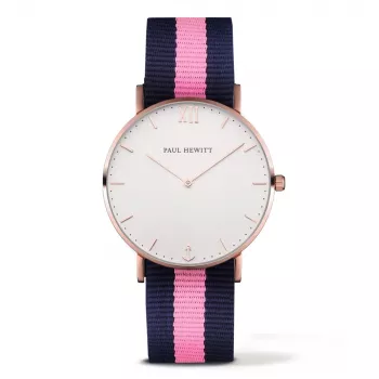 PAUL HEWITT Sarstwin Unisex Watch 39mm Rose Gold Stainless Steel Case White Dial Nude Leather Strap Quartz PHSARSTWNLP20