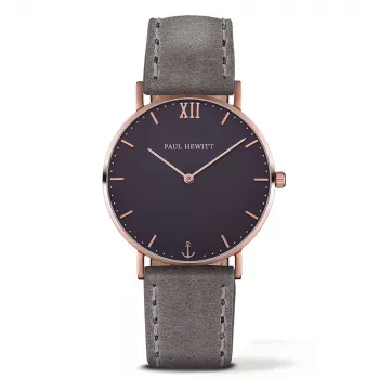PAUL HEWITT Unisex Sailor Line Quartz Watch 39mm Rose Gold Stainless Steel Mesh Black Dial PH-SA-RSTB13S