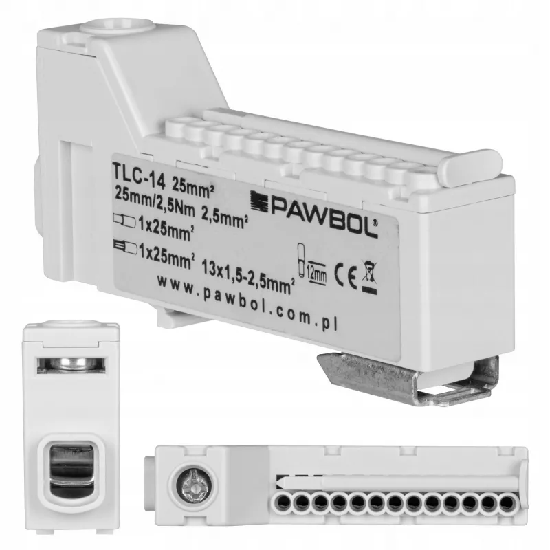 PAWBOL Besraigtė gnybtų juosta LZB E.4136SZ pilka (12 polių, 450V, 24A)
