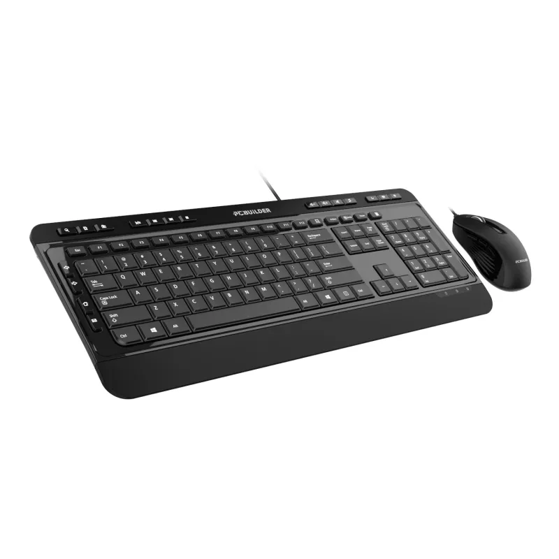 PCBuilder ALPHA tyli laidinė klaviatūra ir pelės rinkinys
