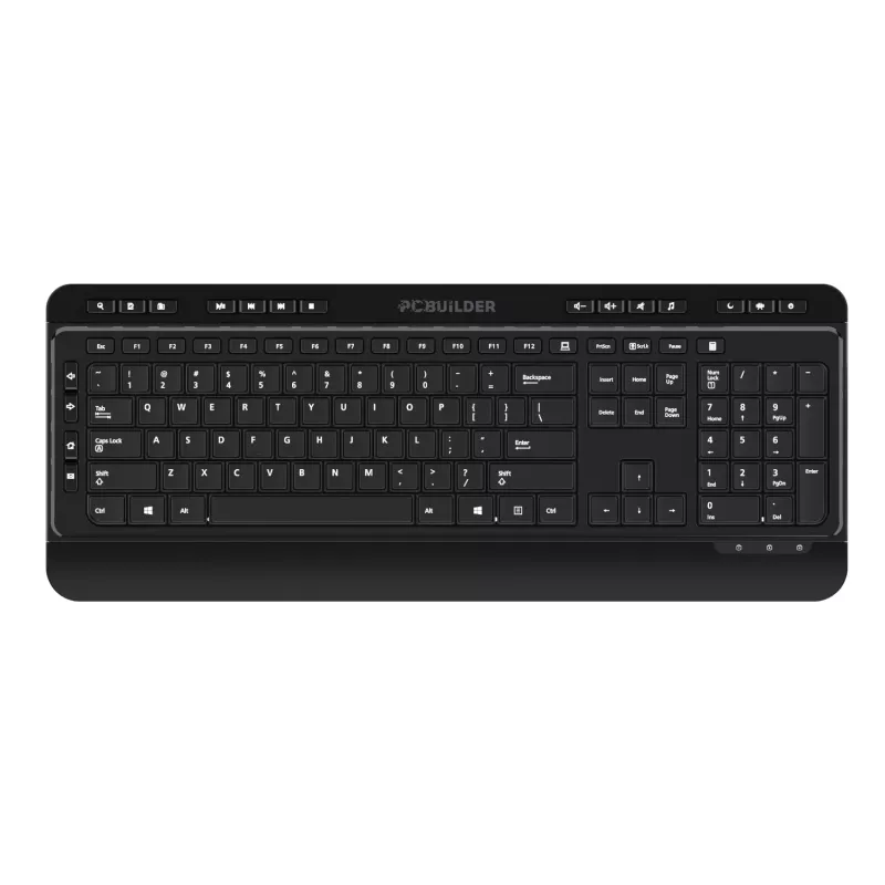 PCBuilder ALPHA tyli belaidė klaviatūra ir pelė