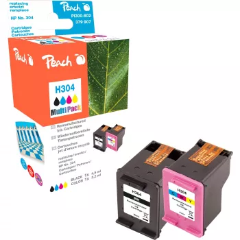 Peach PI300-802 2 vnt. komplektas suderinamų rašalo kasečių, skirtų HP 304 (juoda ir trispalvė)