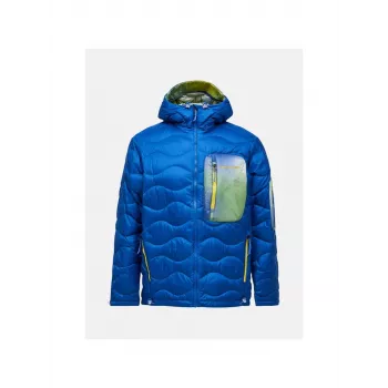 PEAK PERFORMANCE Vyriška M Helium Aop Utility Pūkinė Striukė su Gobtuvu Blue Shadow - M