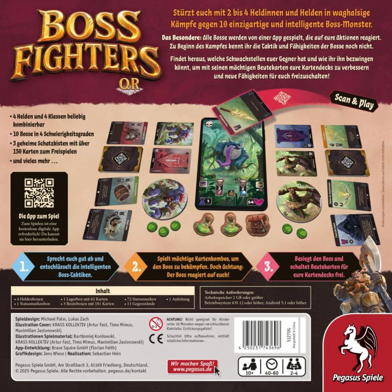 Pegasus Spiele Boss Fighters QR Kooperatyvinis kortų žaidimas (51270G)