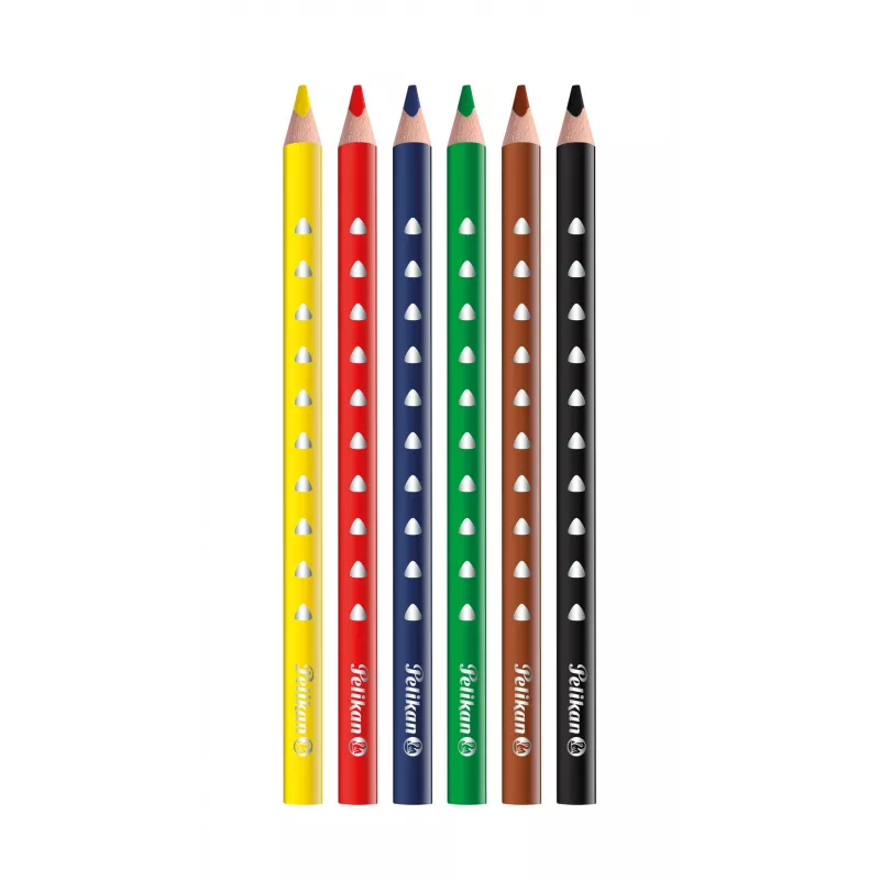 Pelikan 700610 spalvotų pieštukų rinkinys, 6 vnt. (juodas, rudas, žalias, raudonas, violetinis, geltonas)