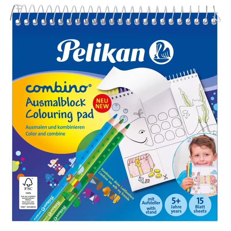 Pelikan 811231 Spalvinimo rinkinys, 15 puslapių, berniukams/mergaitėms, įtraukti spalvoti pieštukai, paveikslėlių rinkinys spalvinimui
