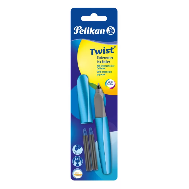 Pelikan Souverän K200 Twist-Action Ballpoint Pen - Marbled Blue - Gold Trim - Medium Point - Refillable - Made in Germany