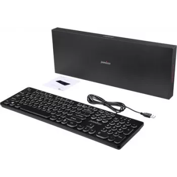 Perixx PERIBOARD-317 R DE B laidinis USB klaviatūra, vokiška QWERTZ išdėstymas, balta LED apšvietimas, juoda 12011