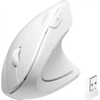 Perixx PERIMICE-713 belaidė ergonominė vertikali pelė, balta, 6 mygtukai, reguliuojamas 1000/1500/2000 DPI, 2,4 GHz, dešiniarankė 11937