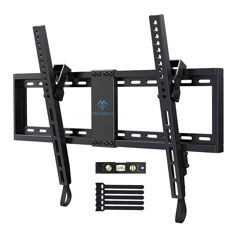 PERLESMITH PSLTK1 Full Motion TV laikiklis 37-82 colių televizoriams, dvigubos šarnyrinės rankos, 60 kg talpa, VESA 200x100 iki 600x400, juodas