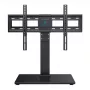 PERLESMITH PSTVS13 Laisvai pastatomas TV stovas su laikikliu 37-75 colių televizoriams, juodas, 45 kg talpa, VESA 100x100 iki 600x400, reguliuojamas aukštis, pasukimas ±35°, grūdinto stiklo pagrindas