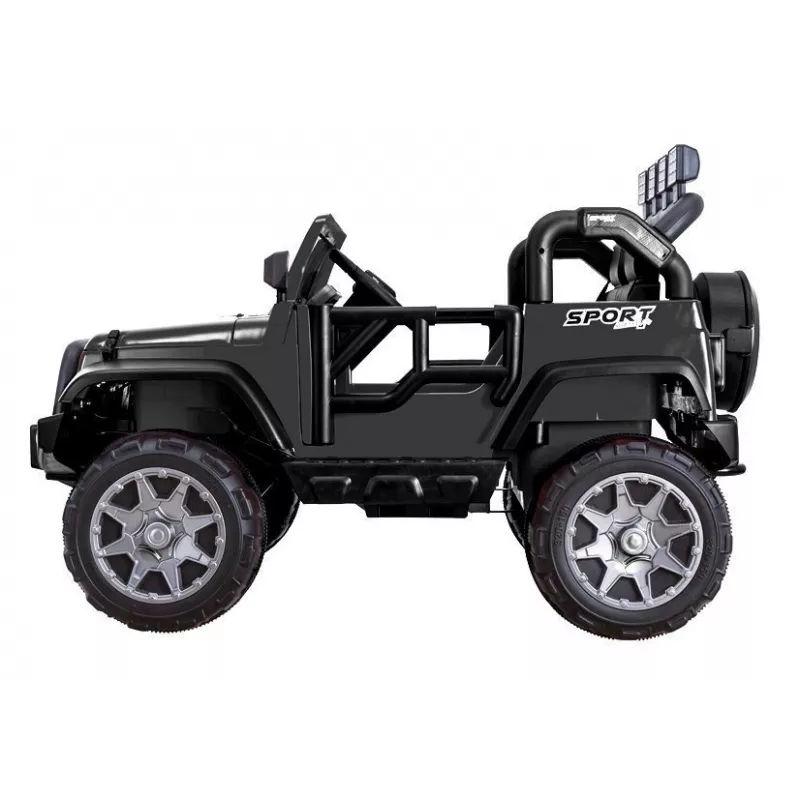 PETMEX baterijomis varomas džipas HP012 vaikams su LED lemputėmis ir MP3, juodas