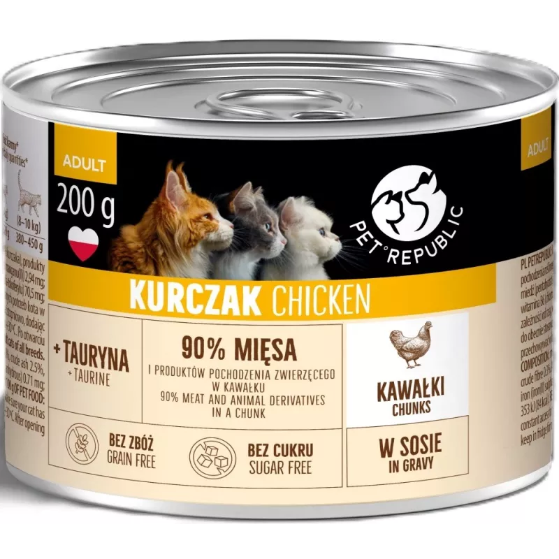 PETREPUBLIC Adult Chicken Chunks in Sauce Wet Cat Food – 10 x 200g