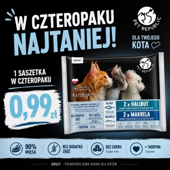 PETREPUBLIC suaugusių kačių otas ir skumbrė šlapias kačių maistas – 4x100g maišeliai