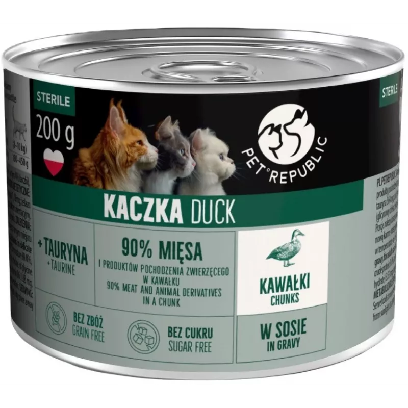 PETREPUBLIC Adult Sterile Chunks with Duck in Sauce – Wet Cat Food – 10x200g