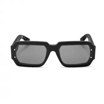 PHILIPP PLEIN MAN SPP150-670703 Akiniai, stačiakampiai, juodas rėmelis, pilki lęšiai, 67/11/145 mm