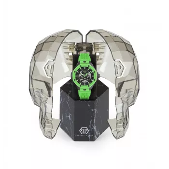 Philipp Plein vyriškas automatinis laikrodis PWPFA0624 46mm nerūdijantis plienas juodas silikonas
