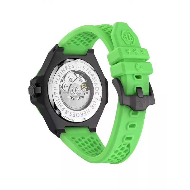 Philipp Plein vyriškas automatinis laikrodis PWPFA0624 46mm nerūdijantis plienas juodas silikonas