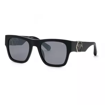 Philipp Plein vyriški akiniai nuo saulės SPP042M54703X - juodas rėmelis, pilki lęšiai, 54 mm