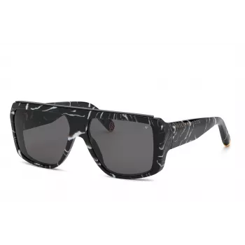 PHILIPP PLEIN vyriški akiniai nuo saulės SPP074640Z212 Pilot juodi/pilki 64/15/145 mm