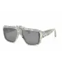 Philipp Plein vyriški akiniai nuo saulės SPP074649YLX2 - juodas acetatinis rėmelis, pilki polikarbonatiniai lęšiai, 64/15/145 mm