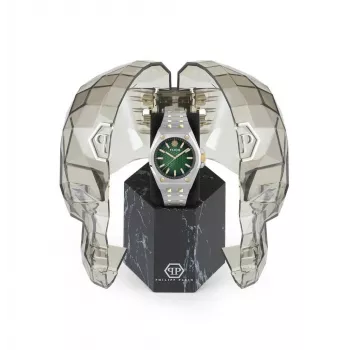 Philipp Plein vyriškas laikrodis PWPMA0224 43mm juodas ciferblatas silikoninis dirželis