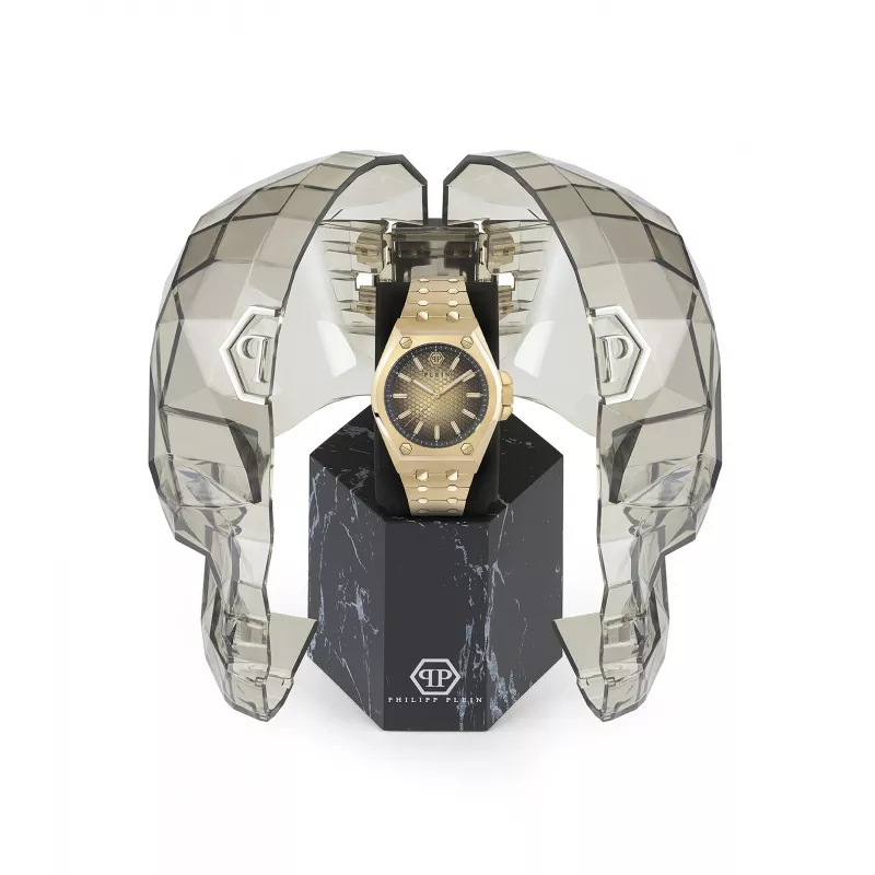 Philipp Plein vyriškas laikrodis PWPMA0324 43mm juodas skeletono ciferblatas silikoninis dirželis