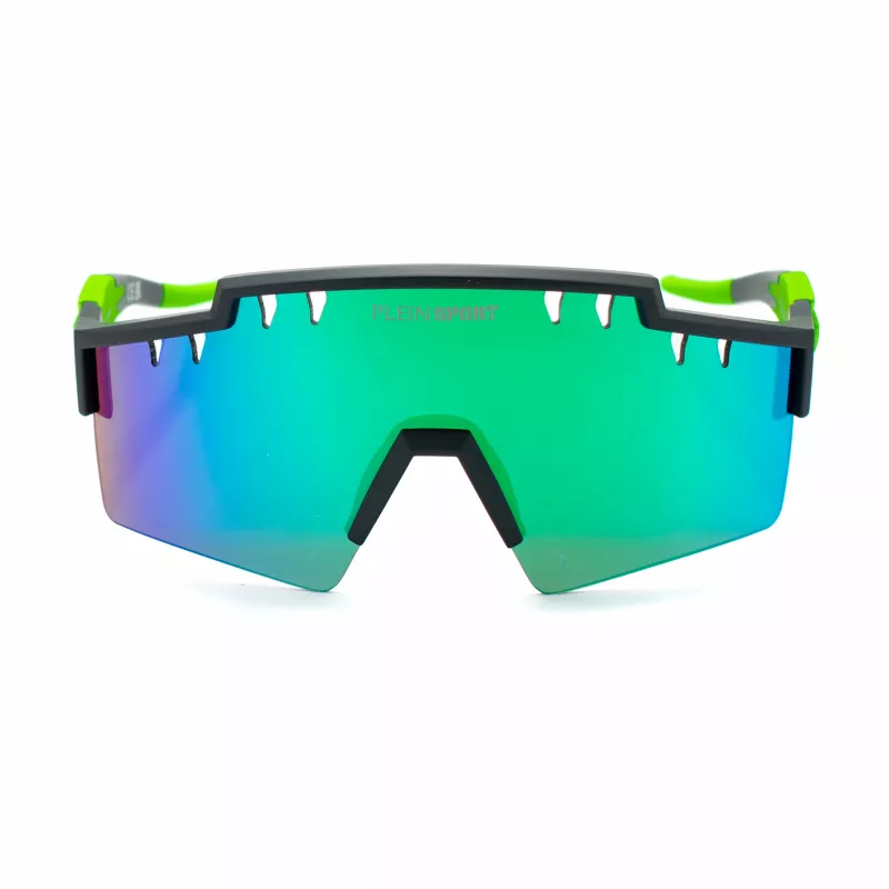PHILIPP PLEIN SPORT SSP001-99U28V Vyriški akiniai nuo saulės - Juodas rėmelis, pilki lęšiai, shield stilius