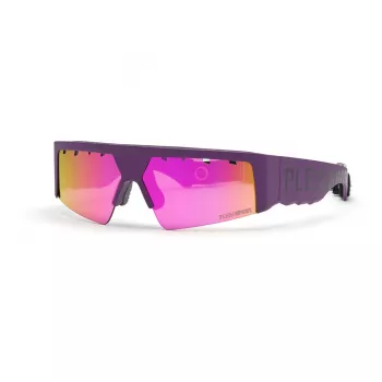 Philipp Plein Sport SSP006-71GEAV Vyriški akiniai nuo saulės, juodas rėmelis, pilki lęšiai, 71/12/130 mm