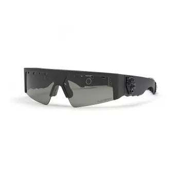 PHILIPP PLEIN SPORT SSP006V710U28 Vyriški stačiakampiai akiniai nuo saulės – juodas rėmelis, dūminiai pilki lęšiai – 71/12/130 mm