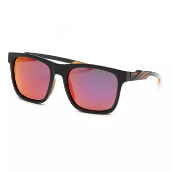 Philipp Plein Sport SSP010-56Z42P Vyriški stačiakampiai akiniai nuo saulės - Juodas rėmas, pilki poliarizuoti lęšiai 56/19/135 mm
