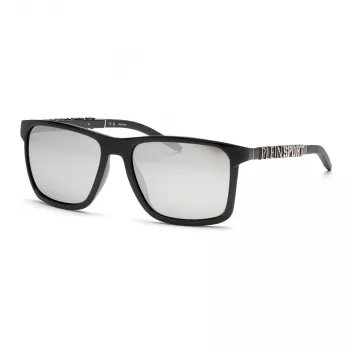 PHILIPP PLEIN SPORT SSP013-58Z42Z Vyriški akiniai nuo saulės - Juodas acetatinis rėmelis, pilki polikarbonatiniai lęšiai, 58/17/145 mm