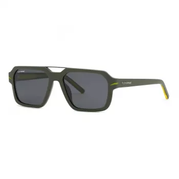 Philipp Plein Sport SSP036-57NVNP Vyriški stačiakampiai akiniai nuo saulės, tamsiai mėlyni, dūminiai pilki 57/17/150 mm